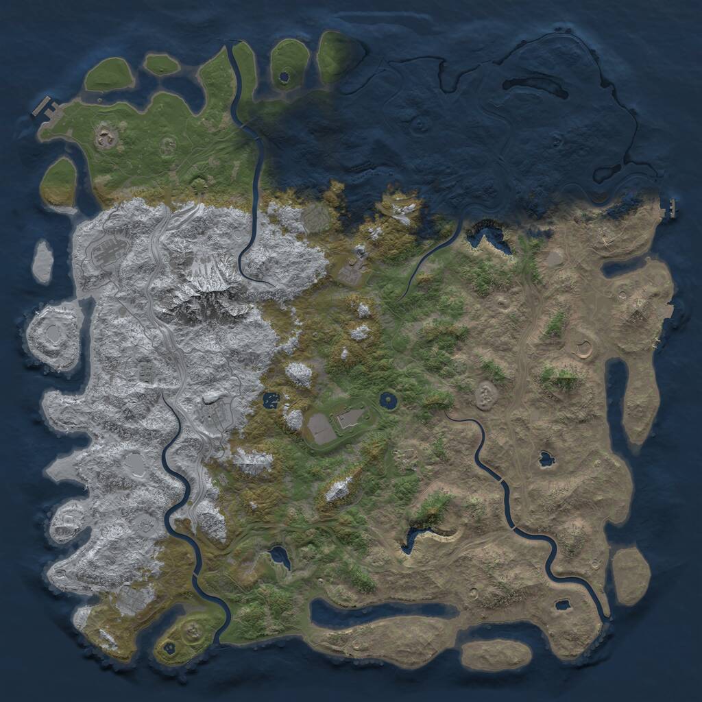 Rust Map: Procedural Map, Size: 6000, Seed: 81477552, 17 Monuments