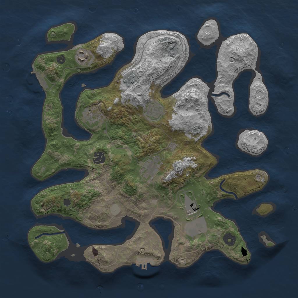 Rust Map: Procedural Map, Size: 3500, Seed: 5577, 14 Monuments