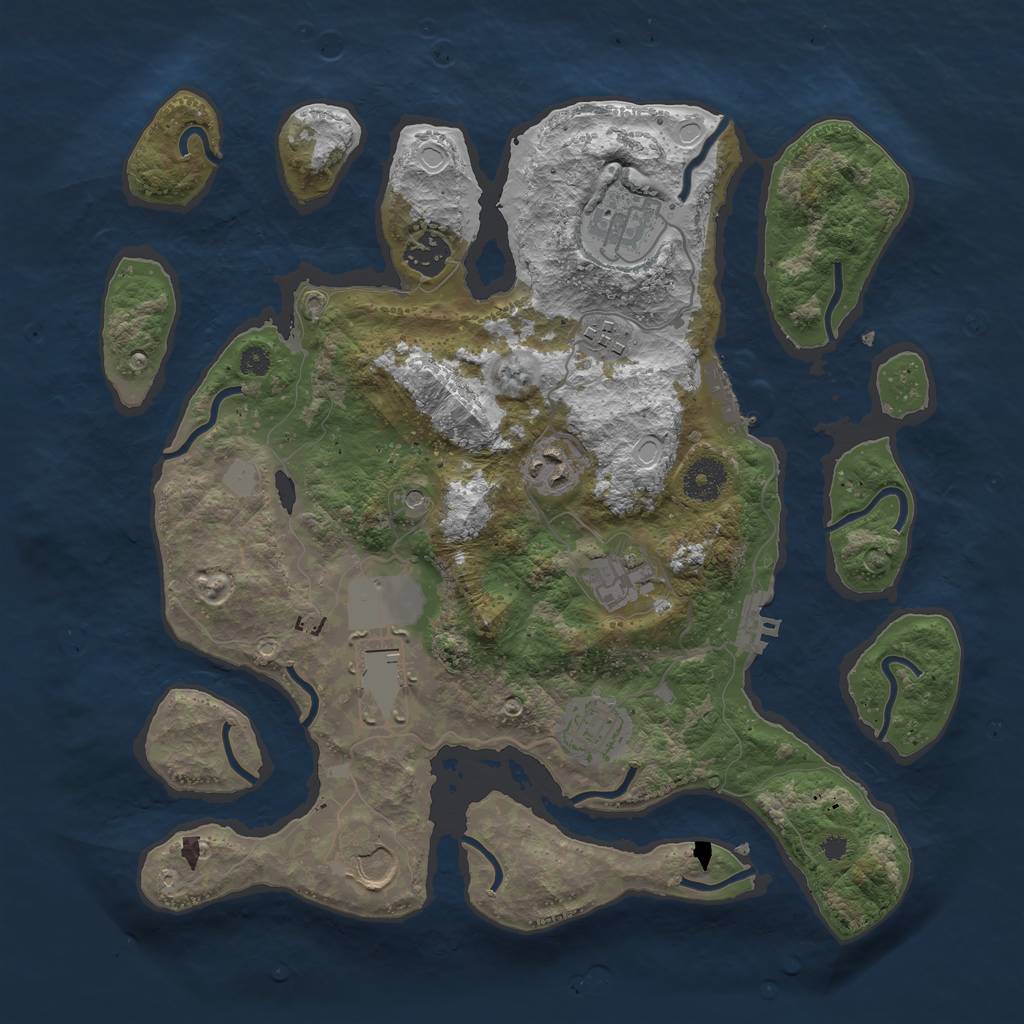 Rust Map: Procedural Map, Size: 3550, Seed: 835676, 16 Monuments