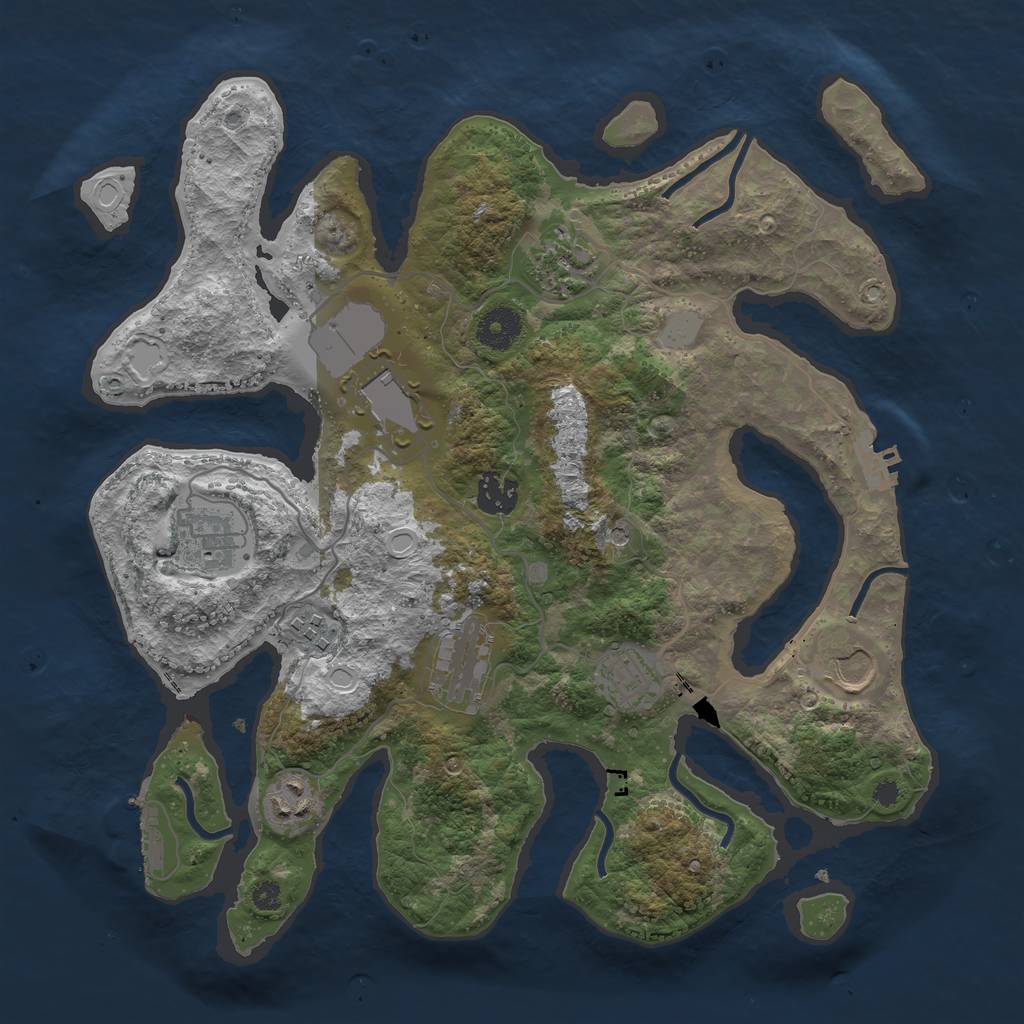 Rust Map: Procedural Map, Size: 3550, Seed: 319754, 17 Monuments