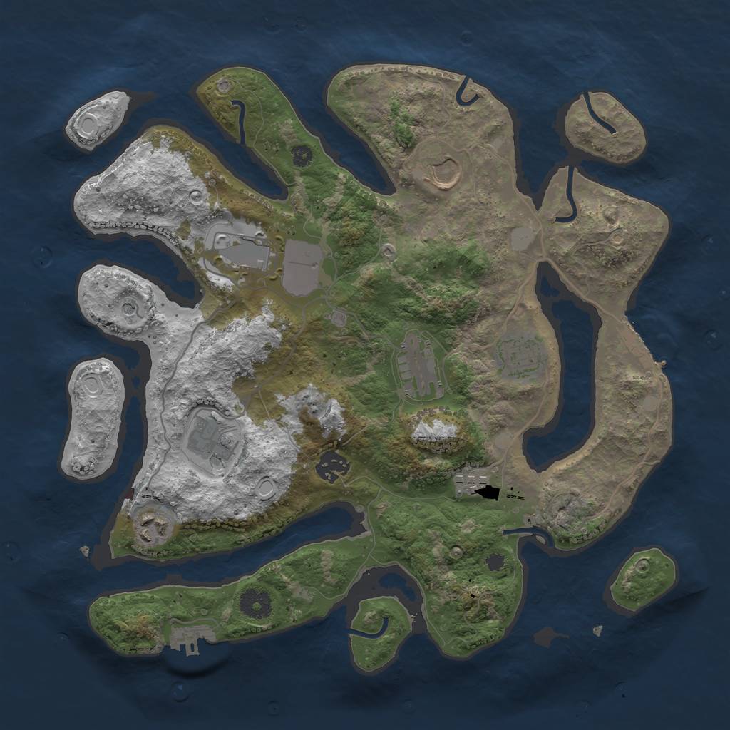 Rust Map: Procedural Map, Size: 3501, Seed: 1583655541, 16 Monuments