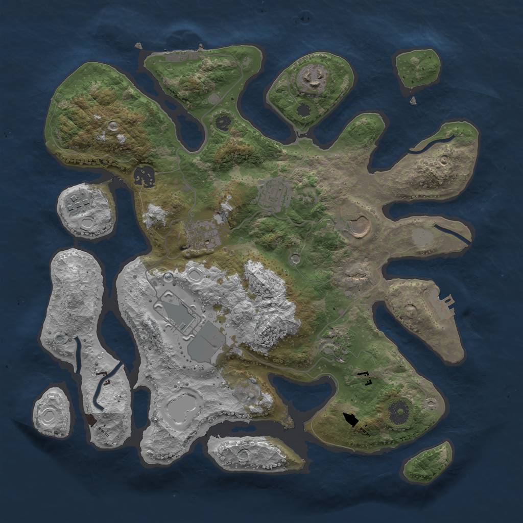 Rust Map: Procedural Map, Size: 3500, Seed: 336661954, 16 Monuments