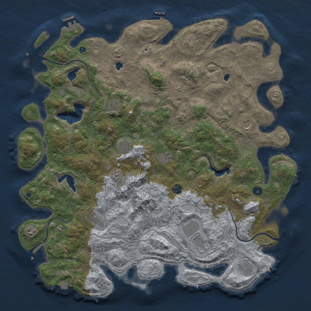 Rust Map: Procedural Map, Size: 5000, Seed: 1826504928, 17 Monuments