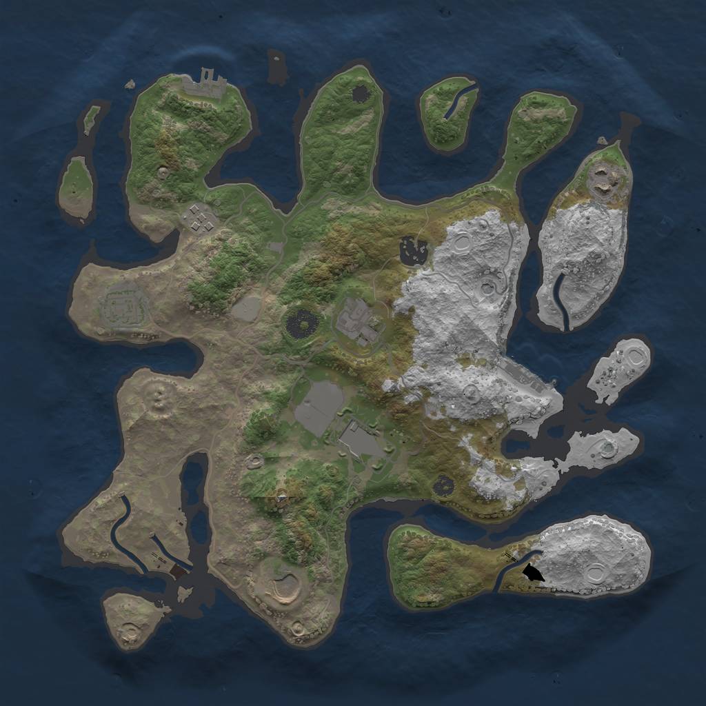 Rust Map: Procedural Map, Size: 3500, Seed: 287410813, 15 Monuments