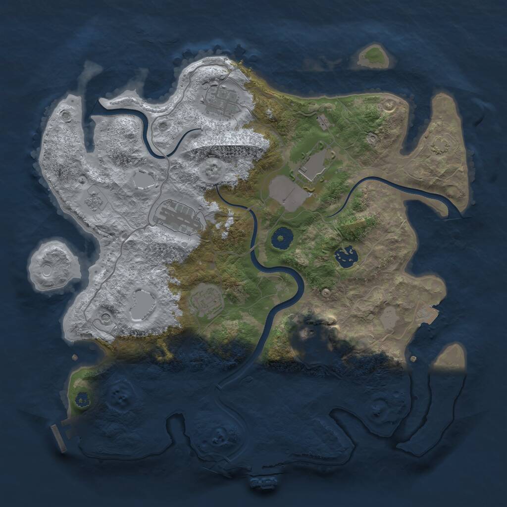 Rust Map: Procedural Map, Size: 3500, Seed: 1789794063, 12 Monuments