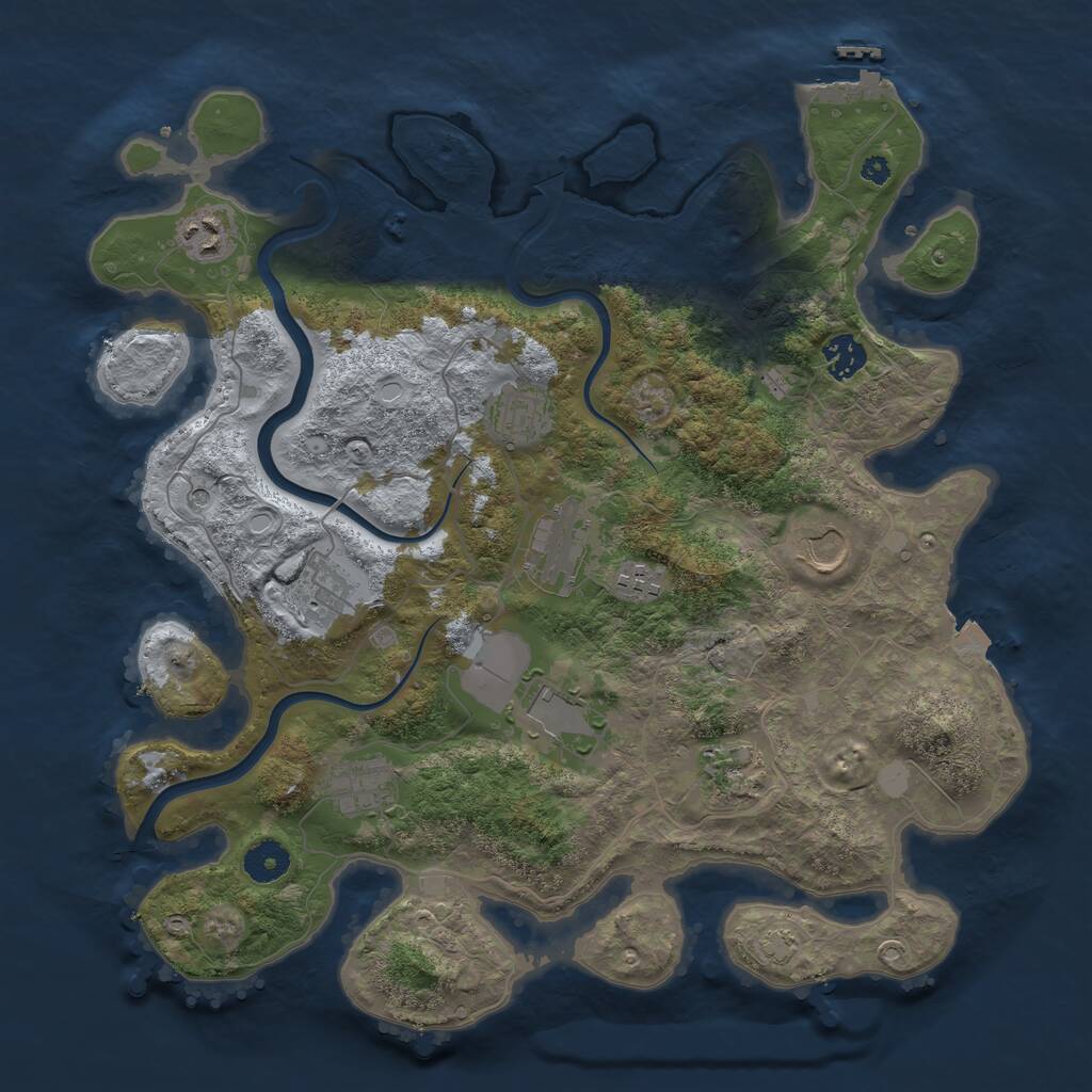 Rust Map: Procedural Map, Size: 3800, Seed: 912259062, 14 Monuments