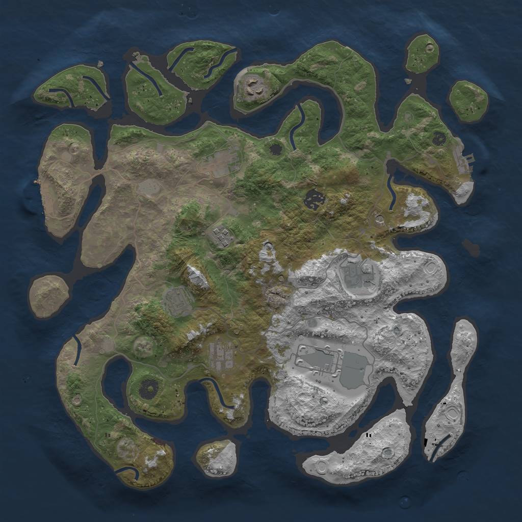Rust Map: Procedural Map, Size: 3875, Seed: 699002818, 16 Monuments