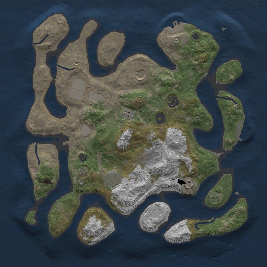 Rust Map: Procedural Map, Size: 3550, Seed: 960042, 14 Monuments