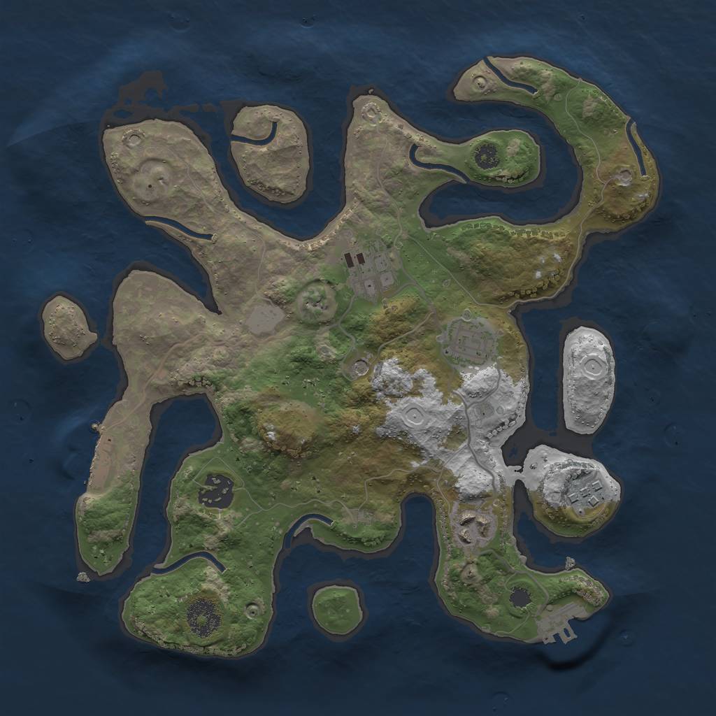 Rust Map: Procedural Map, Size: 3000, Seed: 507693, 13 Monuments