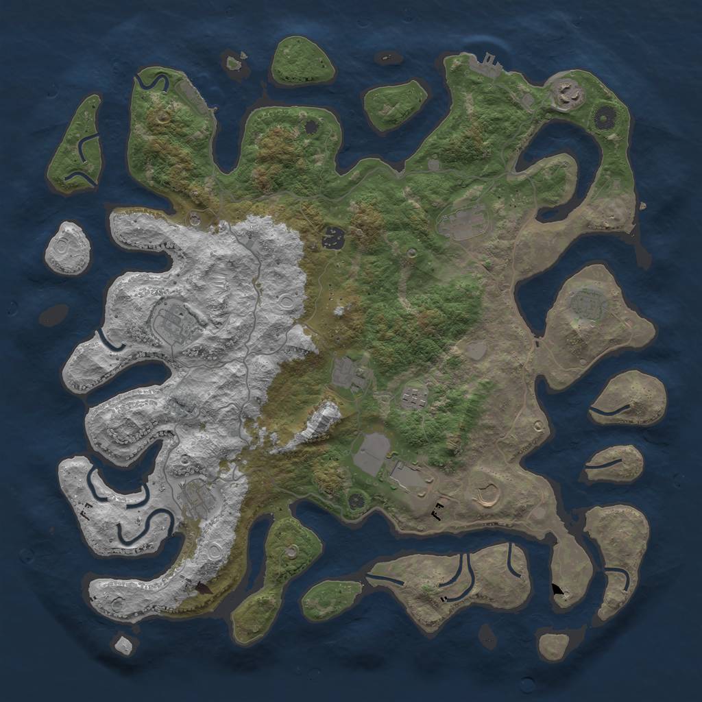 Rust Map: Procedural Map, Size: 4500, Seed: 1694207728, 18 Monuments