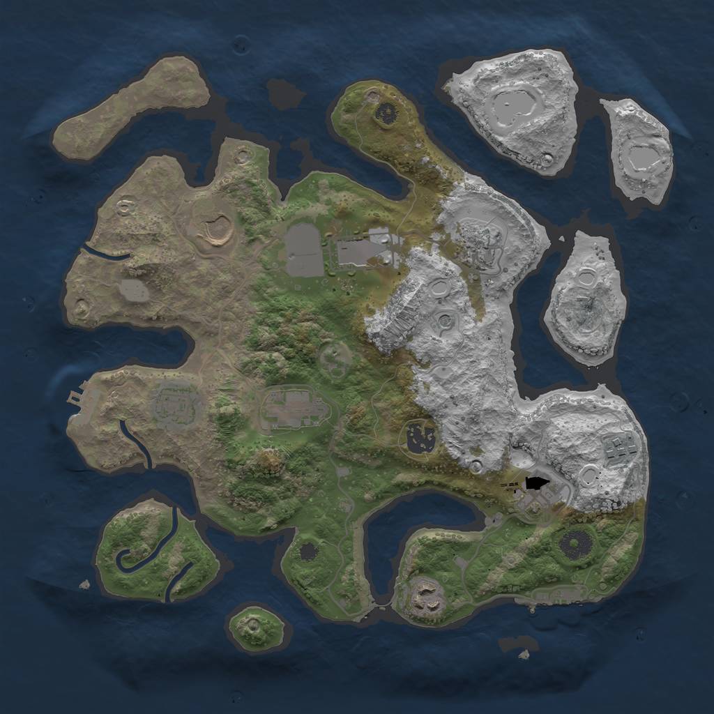 Rust Map: Procedural Map, Size: 3500, Seed: 666321118, 17 Monuments