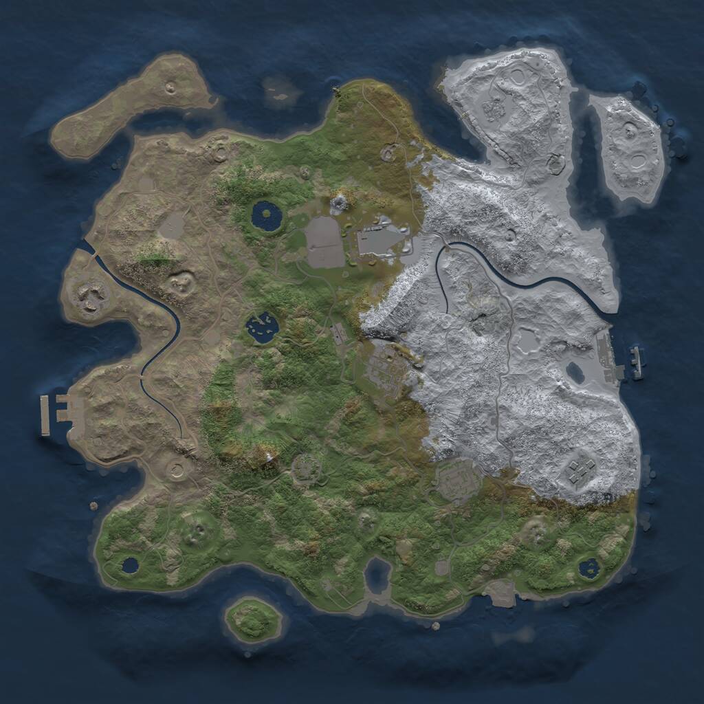 Rust Map: Procedural Map, Size: 3500, Seed: 666321118, 12 Monuments