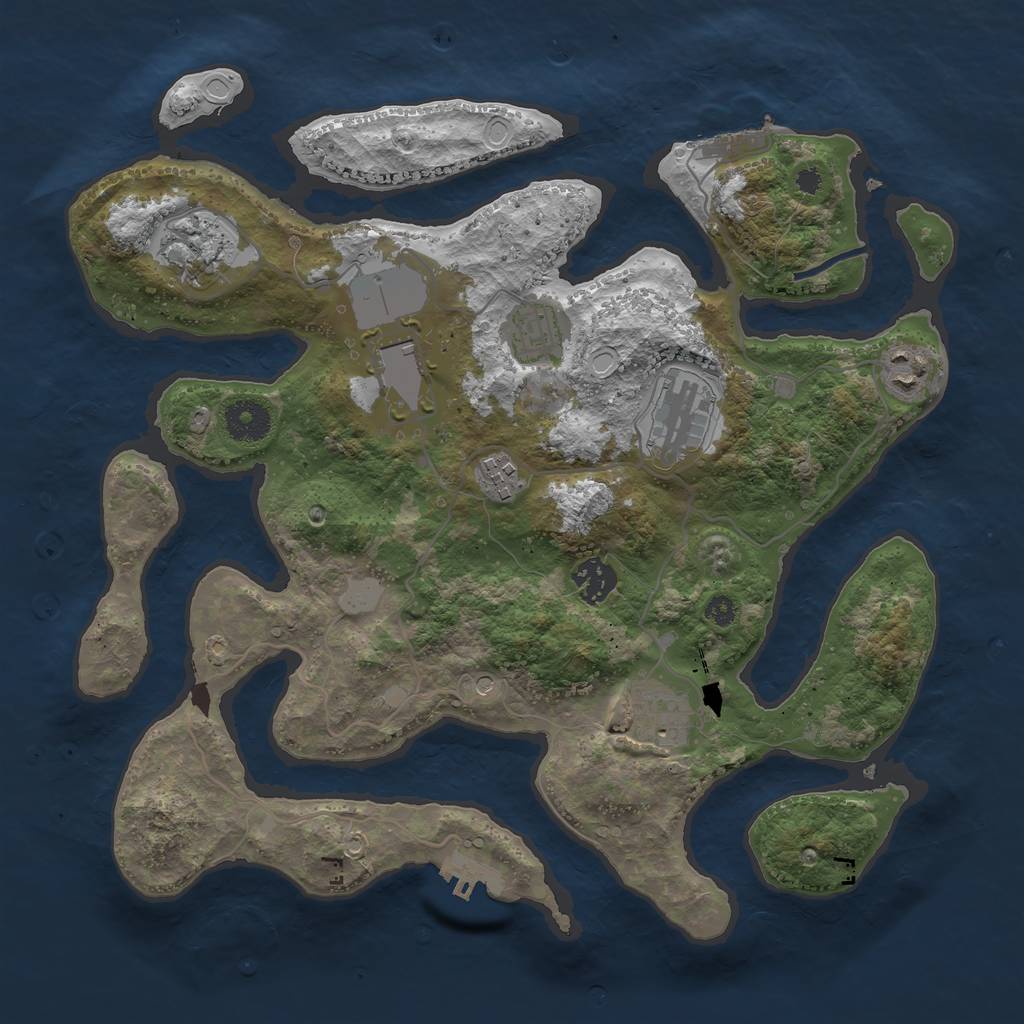 Rust Map: Procedural Map, Size: 3500, Seed: 108975479, 16 Monuments