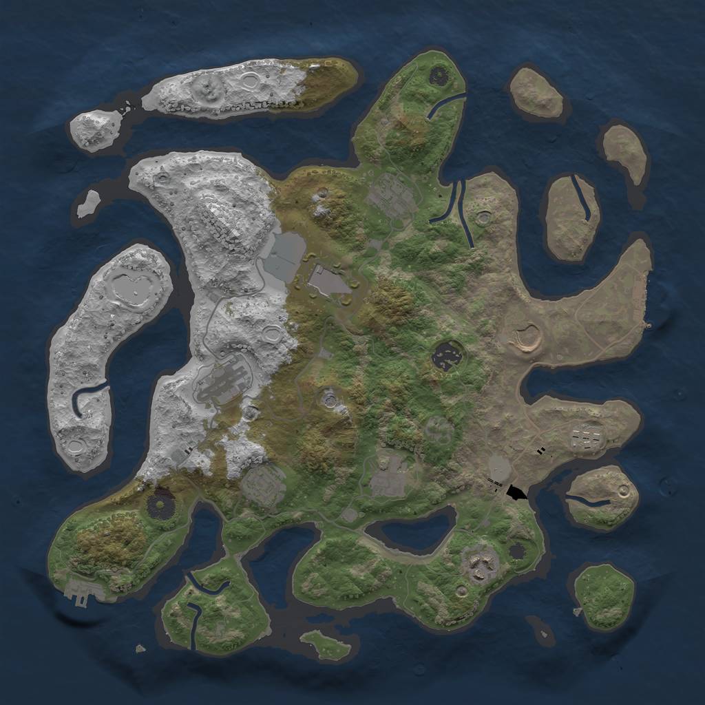 Rust Map: Procedural Map, Size: 3800, Seed: 41108990, 17 Monuments