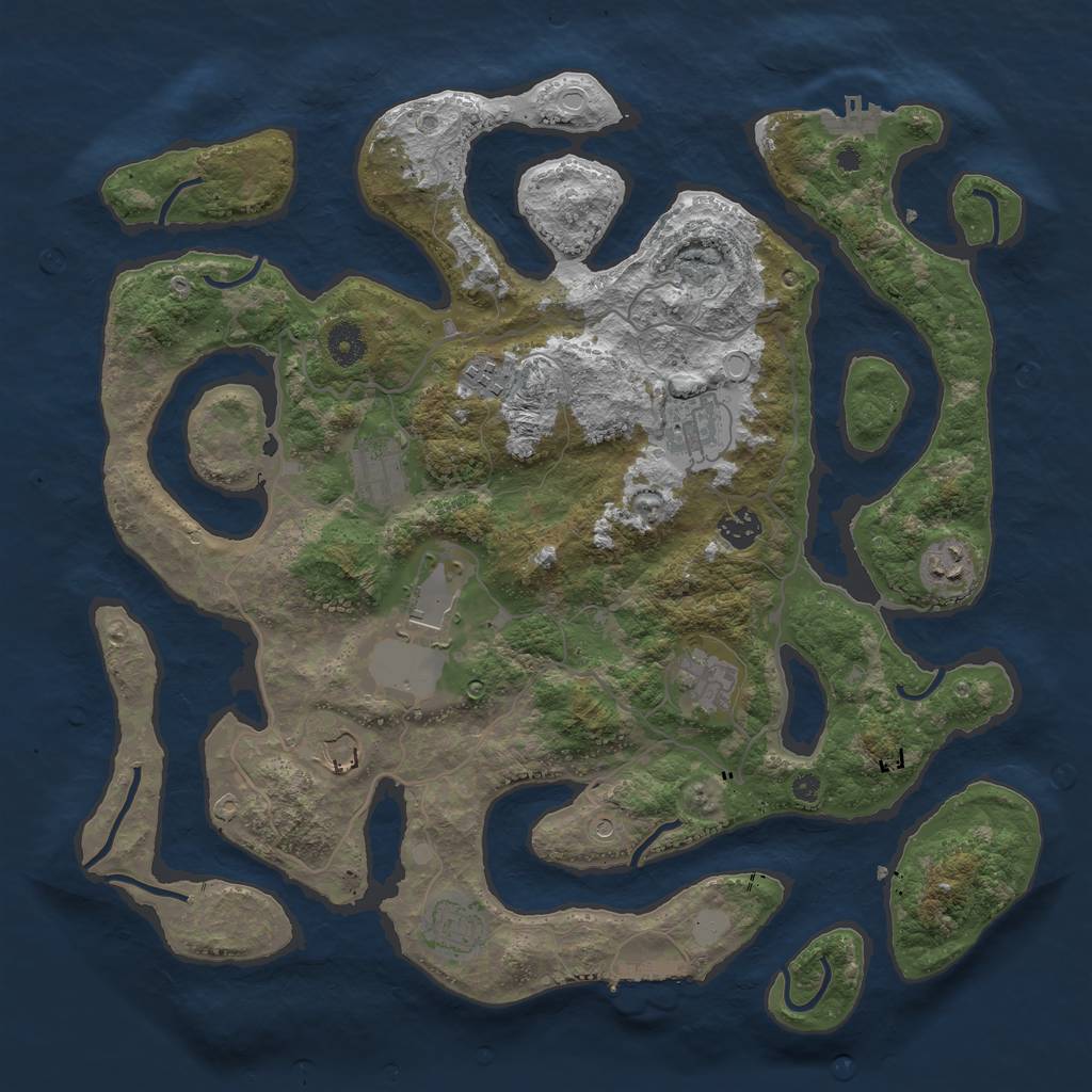 Rust Map: Procedural Map, Size: 4000, Seed: 595632, 17 Monuments