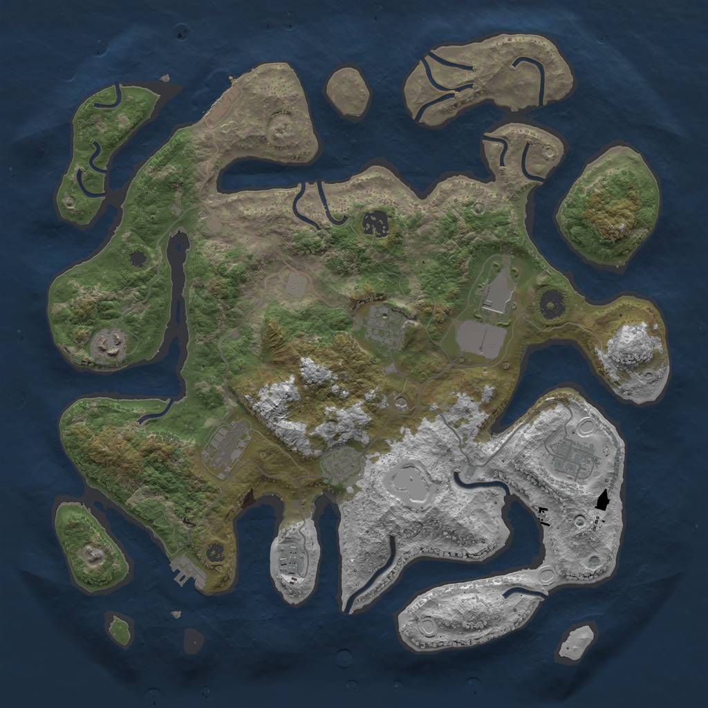 Rust Map: Procedural Map, Size: 3875, Seed: 2047577642, 16 Monuments