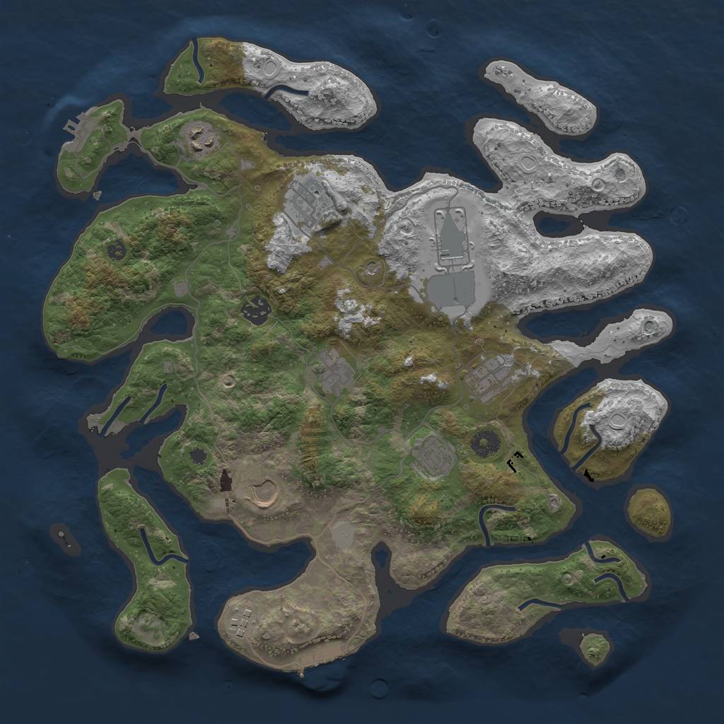 Rust Map: Procedural Map, Size: 3850, Seed: 1011782001, 17 Monuments