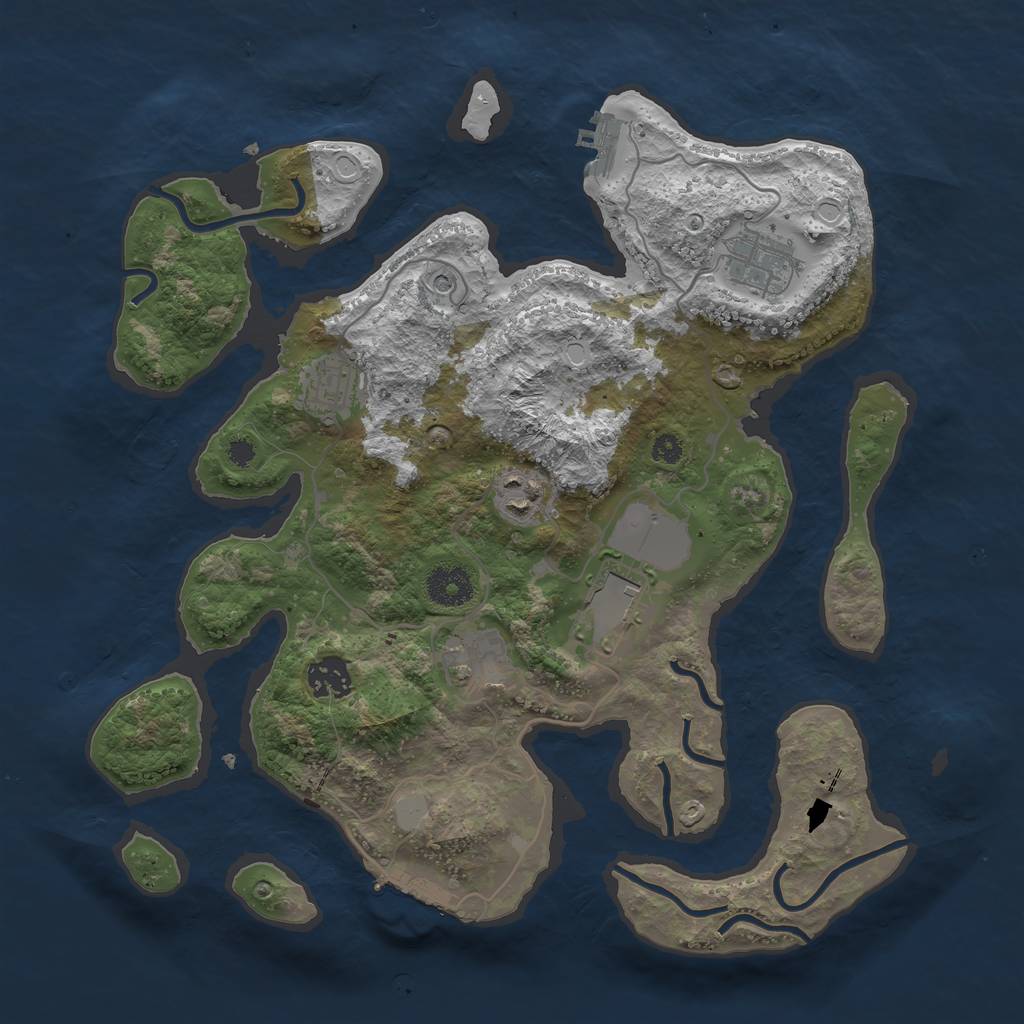 Rust Map: Procedural Map, Size: 3500, Seed: 17364, 14 Monuments