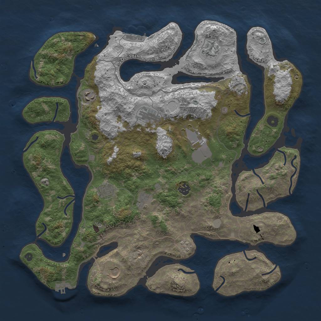 Rust Map: Procedural Map, Size: 4250, Seed: 729279, 17 Monuments
