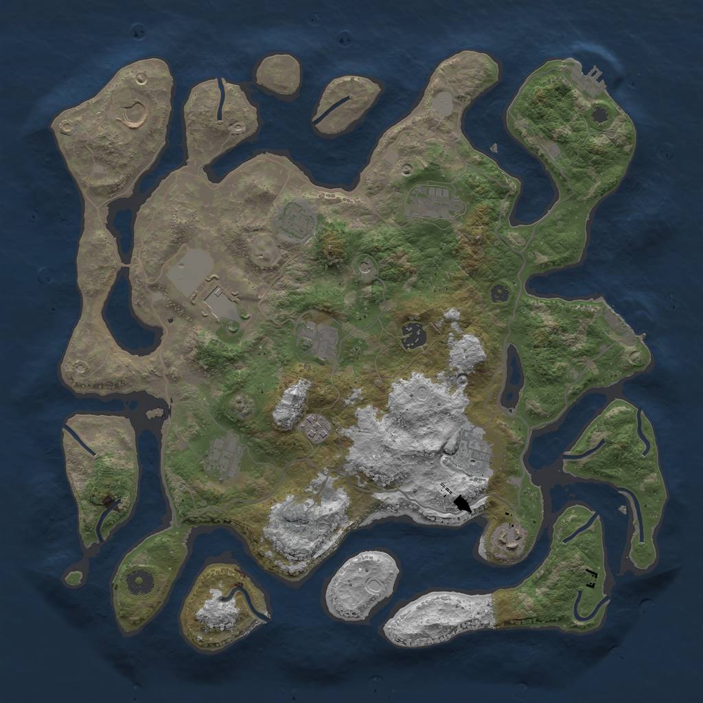 Rust Map: Procedural Map, Size: 4000, Seed: 960042, 18 Monuments