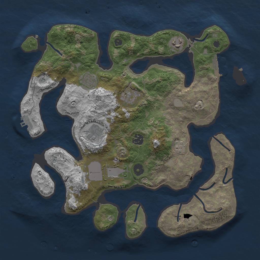Rust Map: Procedural Map, Size: 3500, Seed: 3523643, 15 Monuments