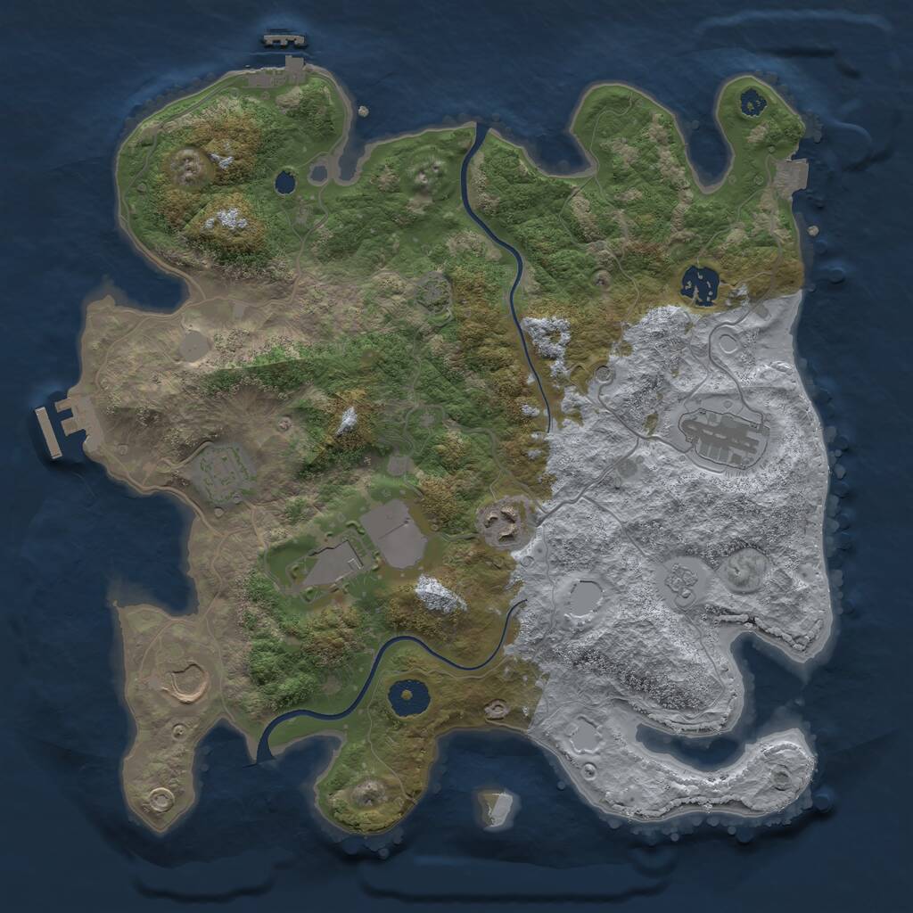 Rust Map: Procedural Map, Size: 3500, Seed: 1405910626, 12 Monuments