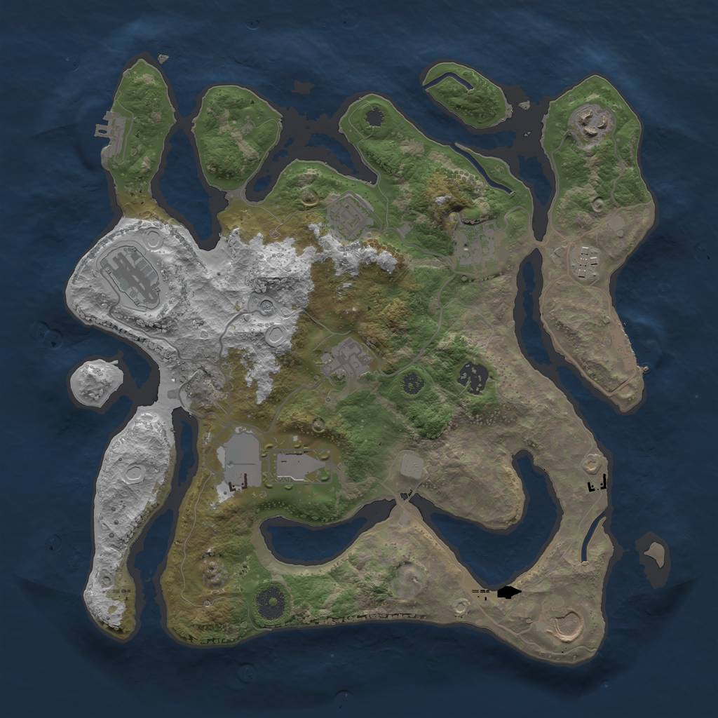 Rust Map: Procedural Map, Size: 3500, Seed: 27278, 17 Monuments