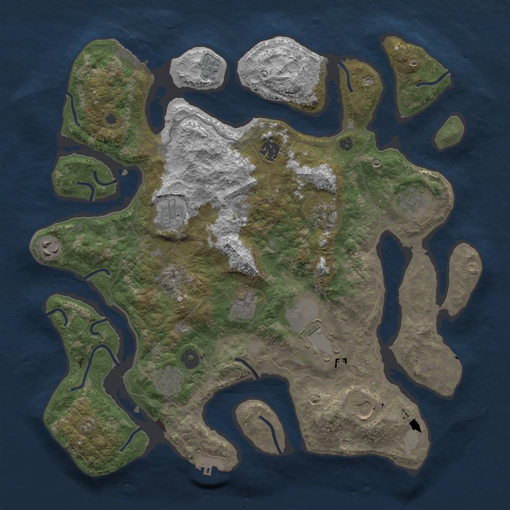 Rust Map: Procedural Map, Size: 4050, Seed: 1558022607, 18 Monuments