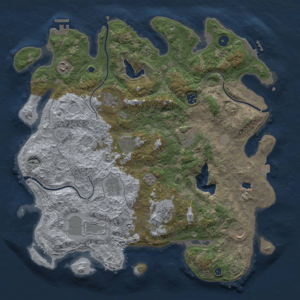Rust Map: Procedural Map, Size: 4200, Seed: 390135993, 16 Monuments