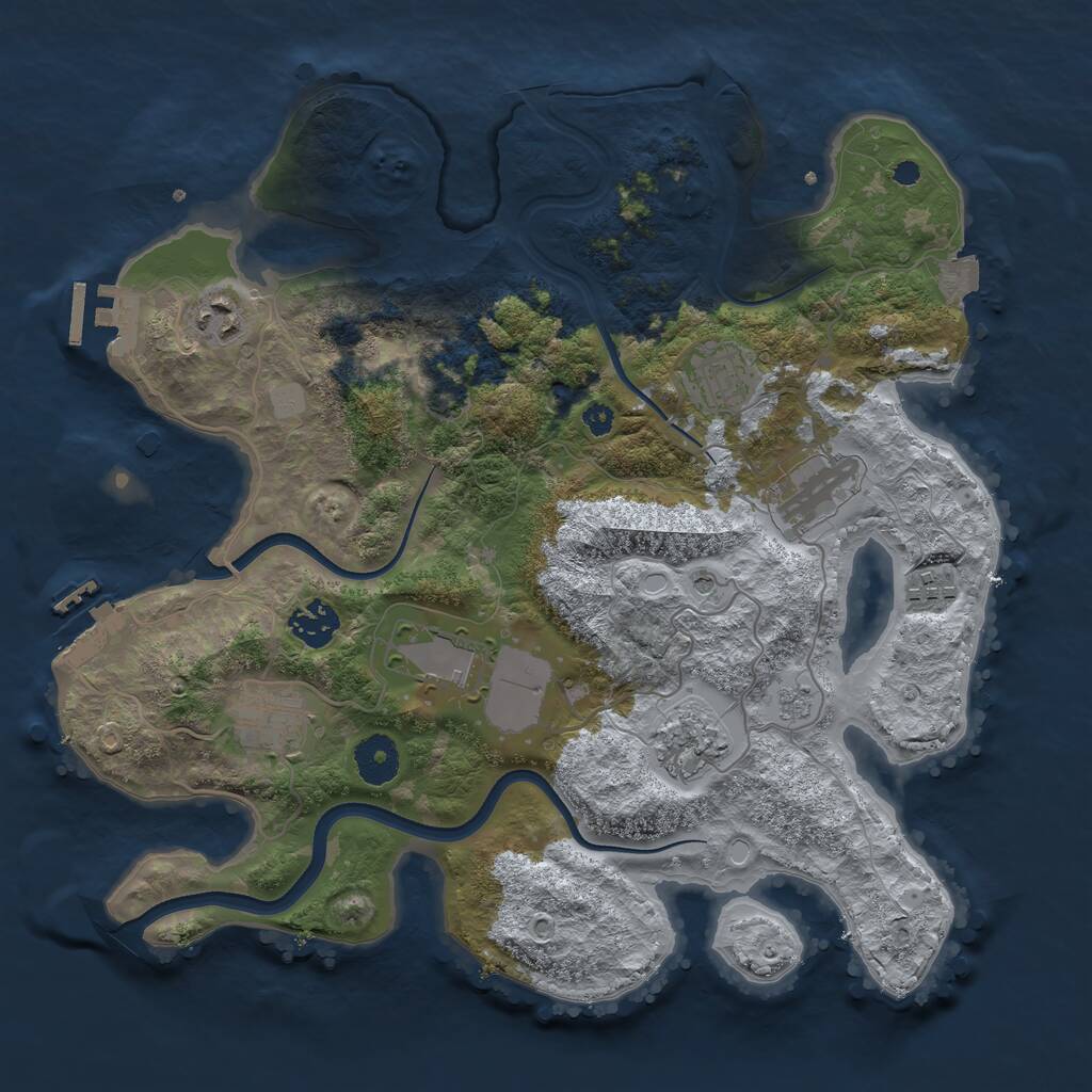 Rust Map: Procedural Map, Size: 3500, Seed: 849138734, 14 Monuments