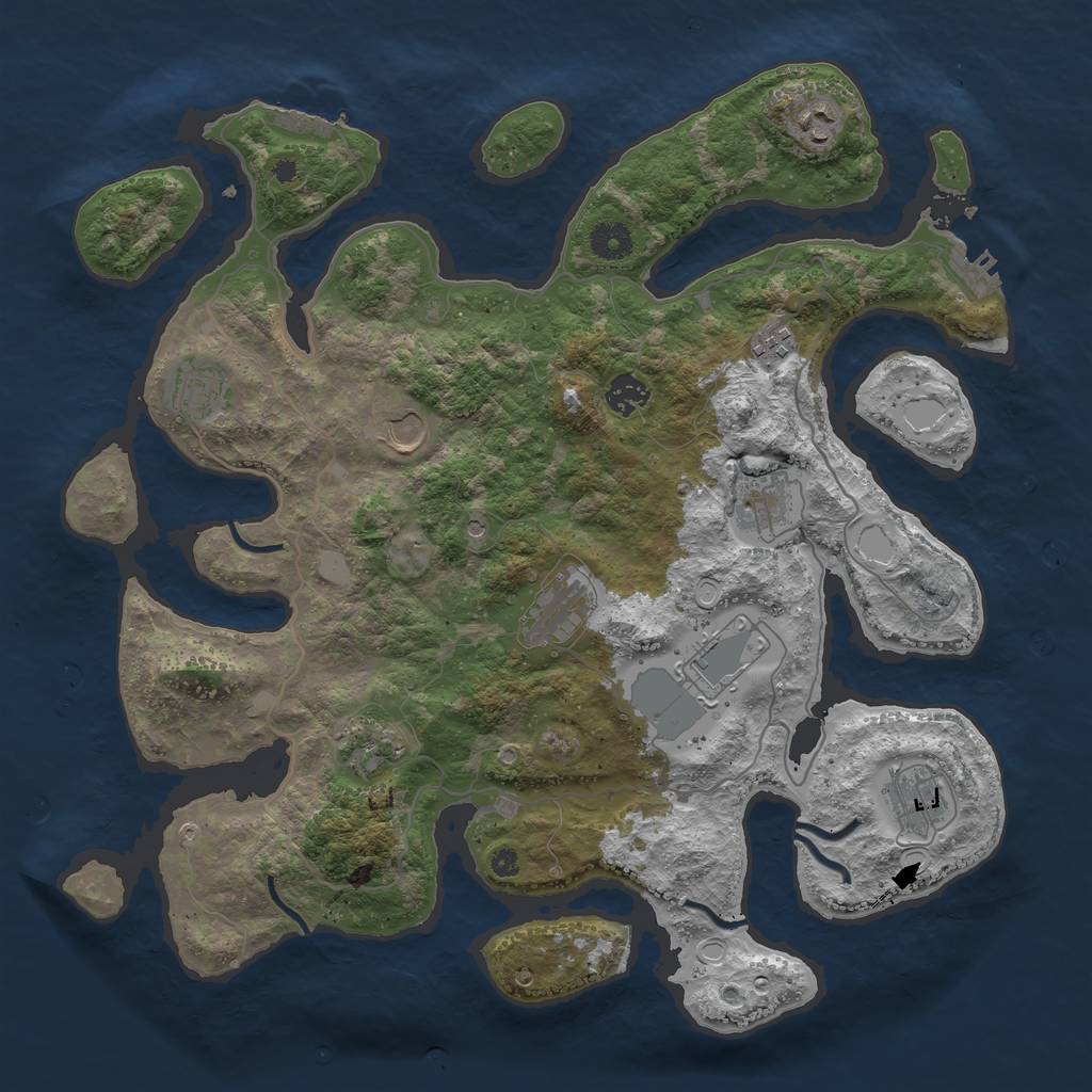 Rust Map: Procedural Map, Size: 4000, Seed: 1317513944, 18 Monuments
