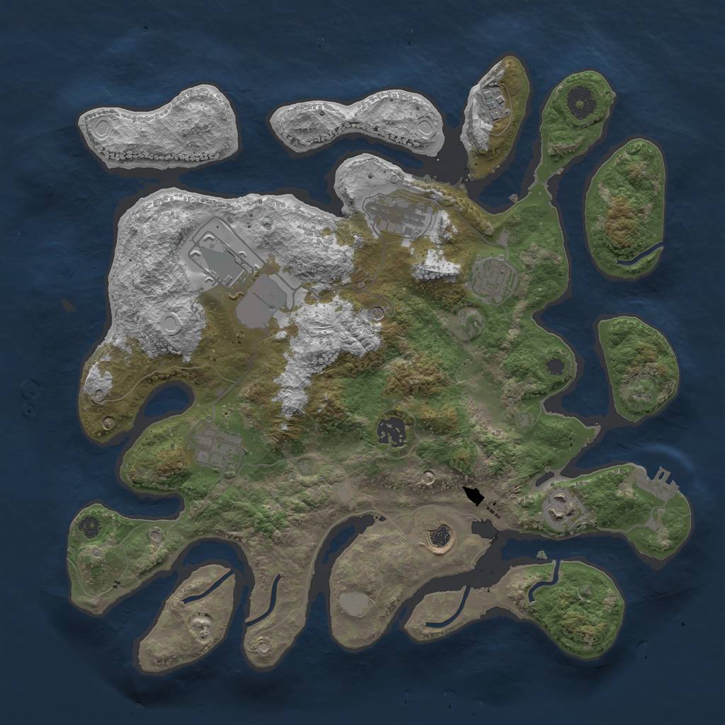 Rust Map: Procedural Map, Size: 3600, Seed: 1145552426, 15 Monuments