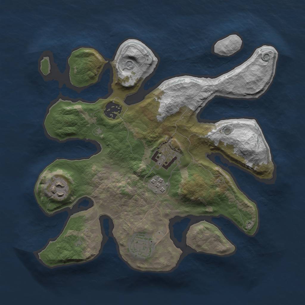 Rust Map: Barren, Size: 2770, Seed: 1097214, 8 Monuments