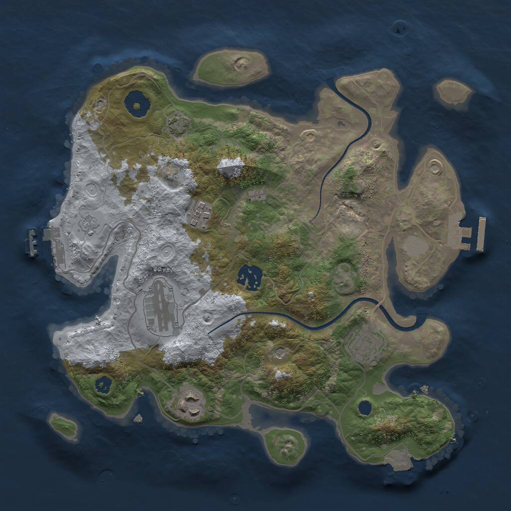 Rust Map: Procedural Map, Size: 3000, Seed: 1900614037, 11 Monuments