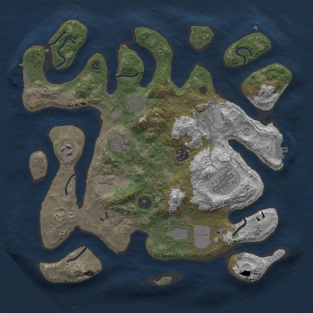 Rust Map: Procedural Map, Size: 3500, Seed: 148850309, 15 Monuments