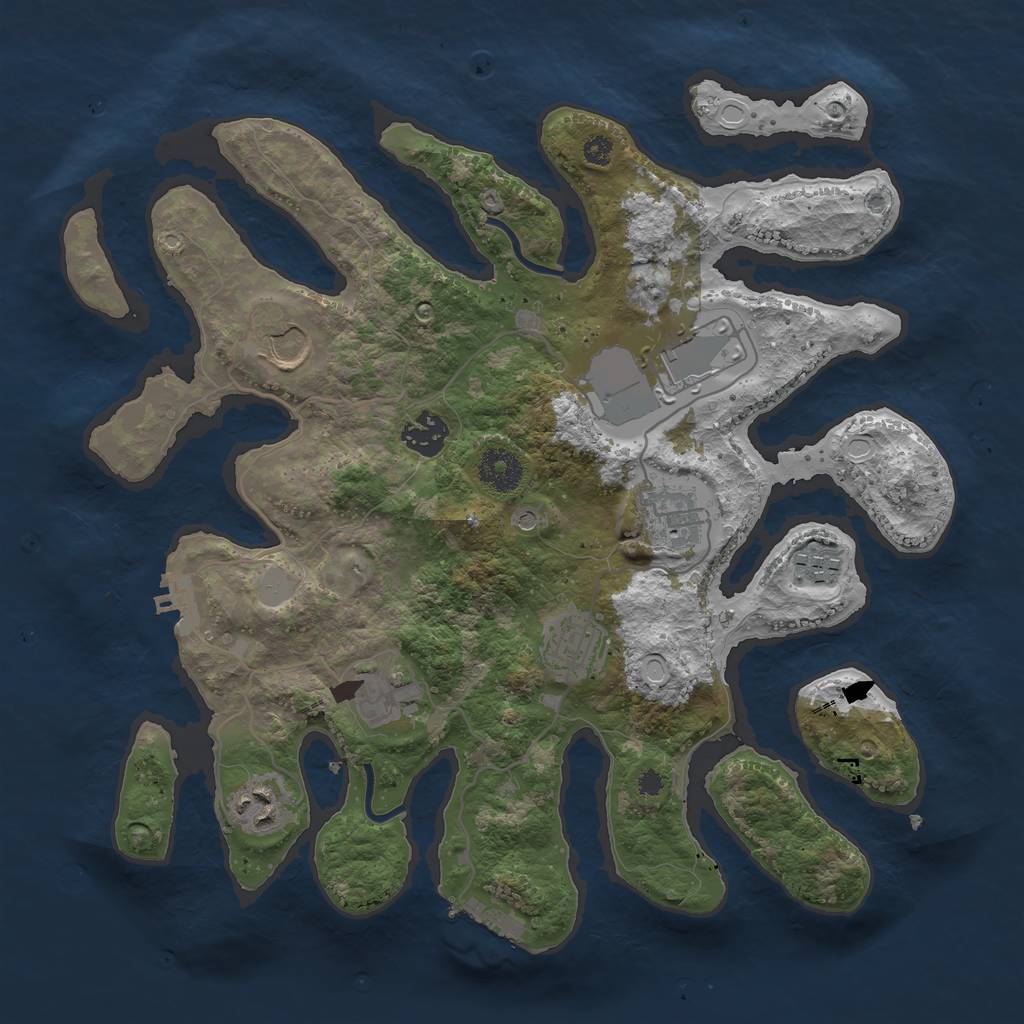 Rust Map: Procedural Map, Size: 3500, Seed: 17821368, 16 Monuments