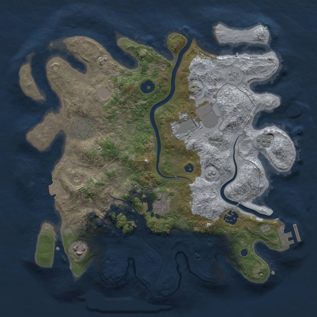 Rust Map: Procedural Map, Size: 3500, Seed: 17821368, 11 Monuments