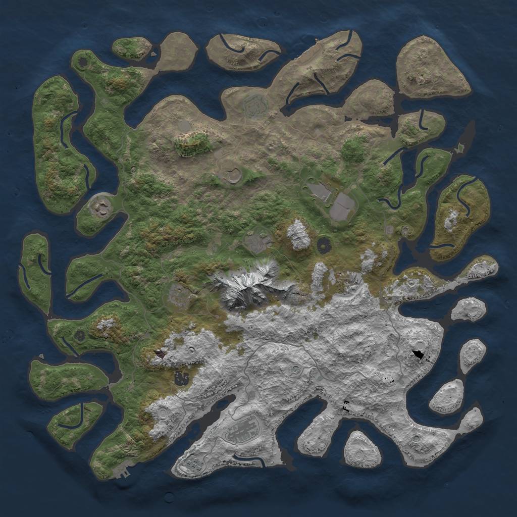 Rust Map: Procedural Map, Size: 5000, Seed: 7331, 18 Monuments