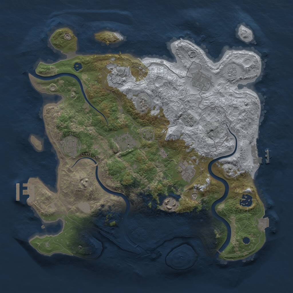Rust Map: Procedural Map, Size: 3434, Seed: 42069, 14 Monuments