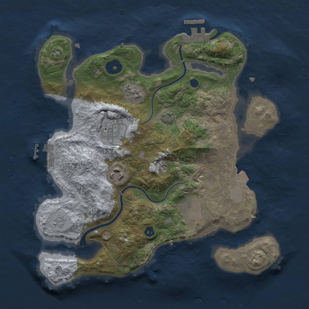 Rust Map: Procedural Map, Size: 3000, Seed: 183013, 9 Monuments