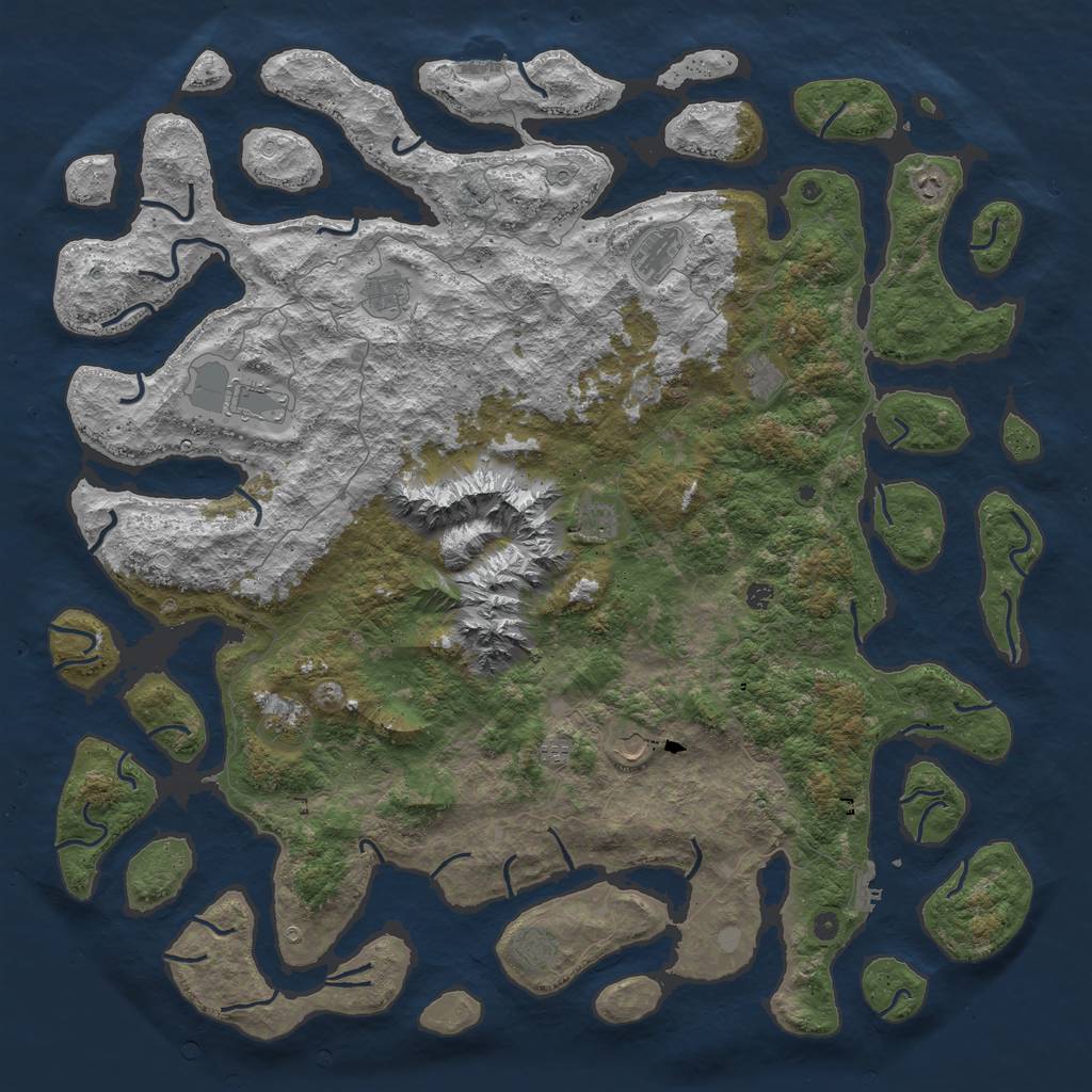 Rust Map: Procedural Map, Size: 6000, Seed: 696942069, 19 Monuments