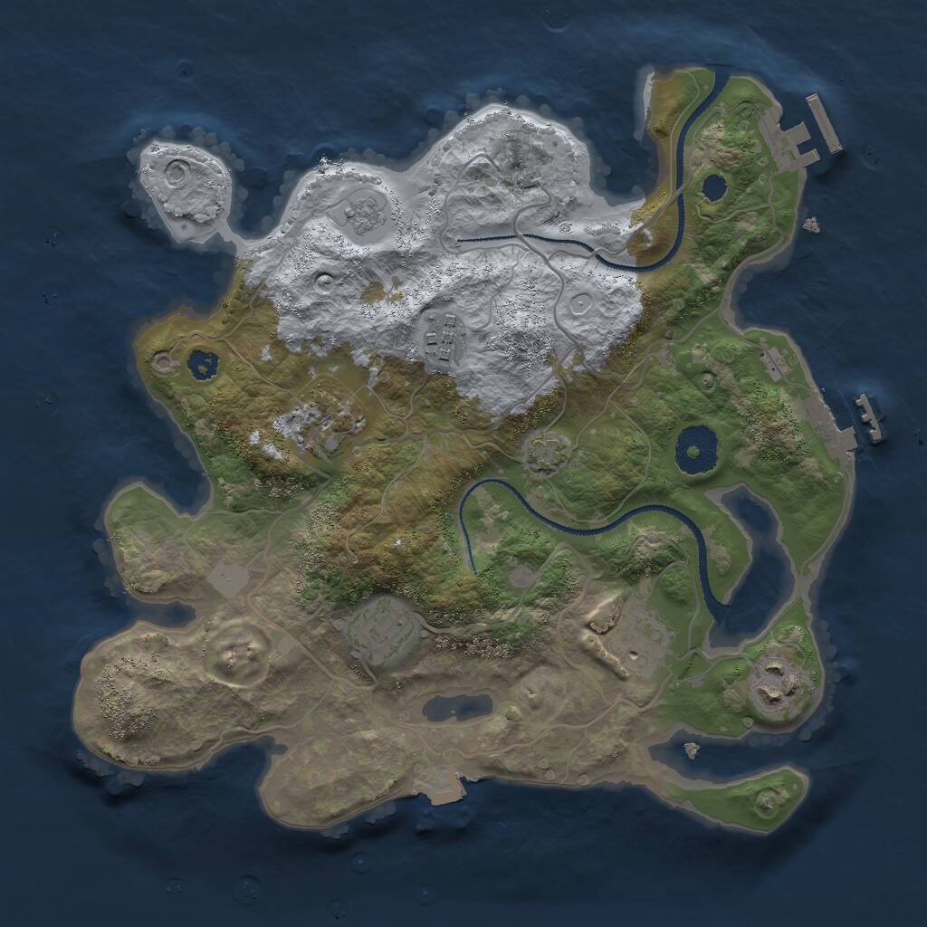 Rust Map: Procedural Map, Size: 3000, Seed: 496345, 10 Monuments