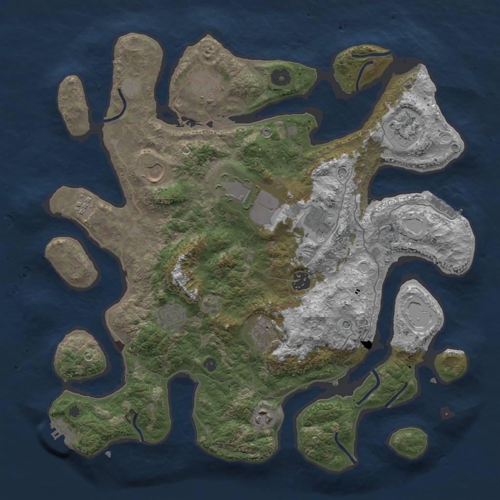 Rust Map: Procedural Map, Size: 4000, Seed: 385226, 18 Monuments
