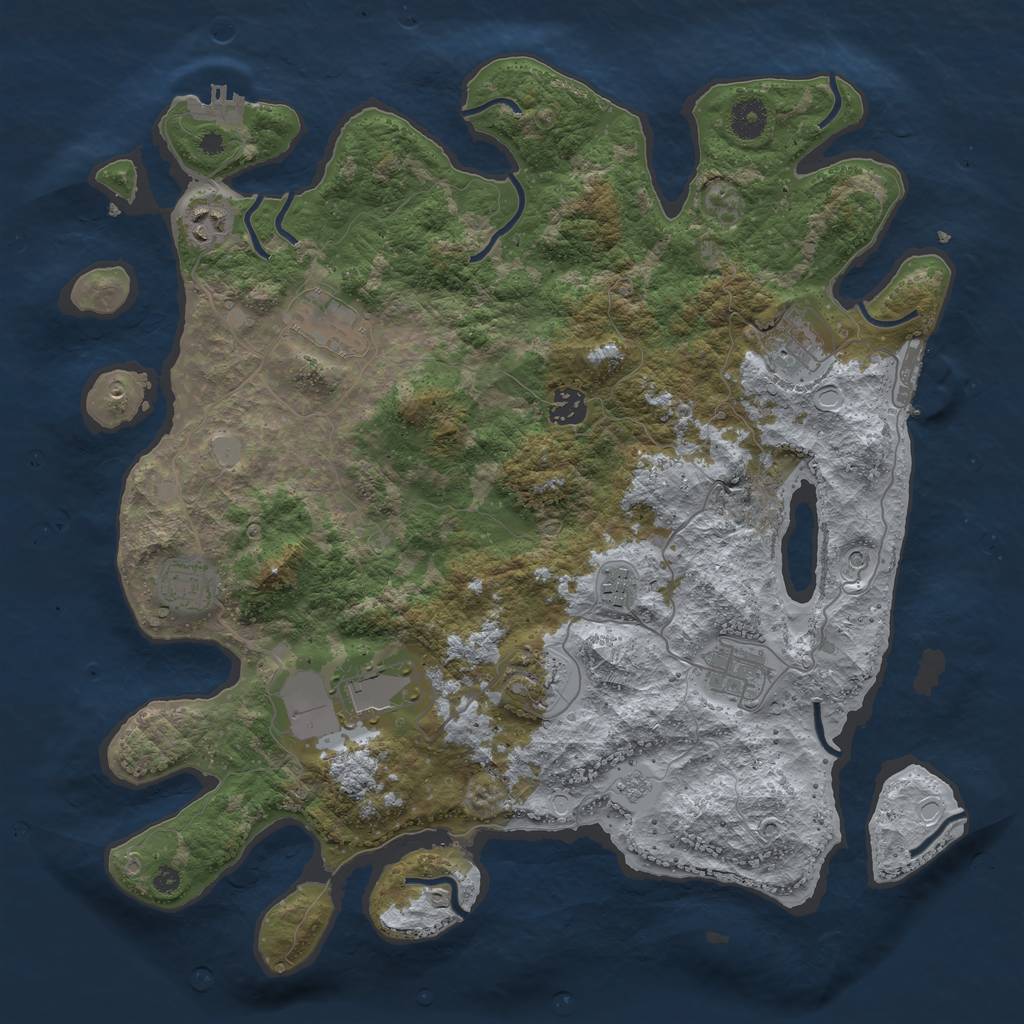 Rust Map: Procedural Map, Size: 3950, Seed: 561635739, 16 Monuments