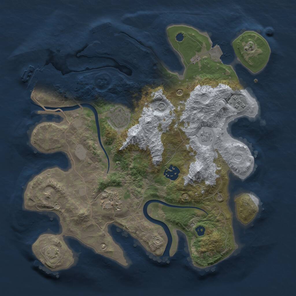 Rust Map: Procedural Map, Size: 3000, Seed: 1217789879, 10 Monuments