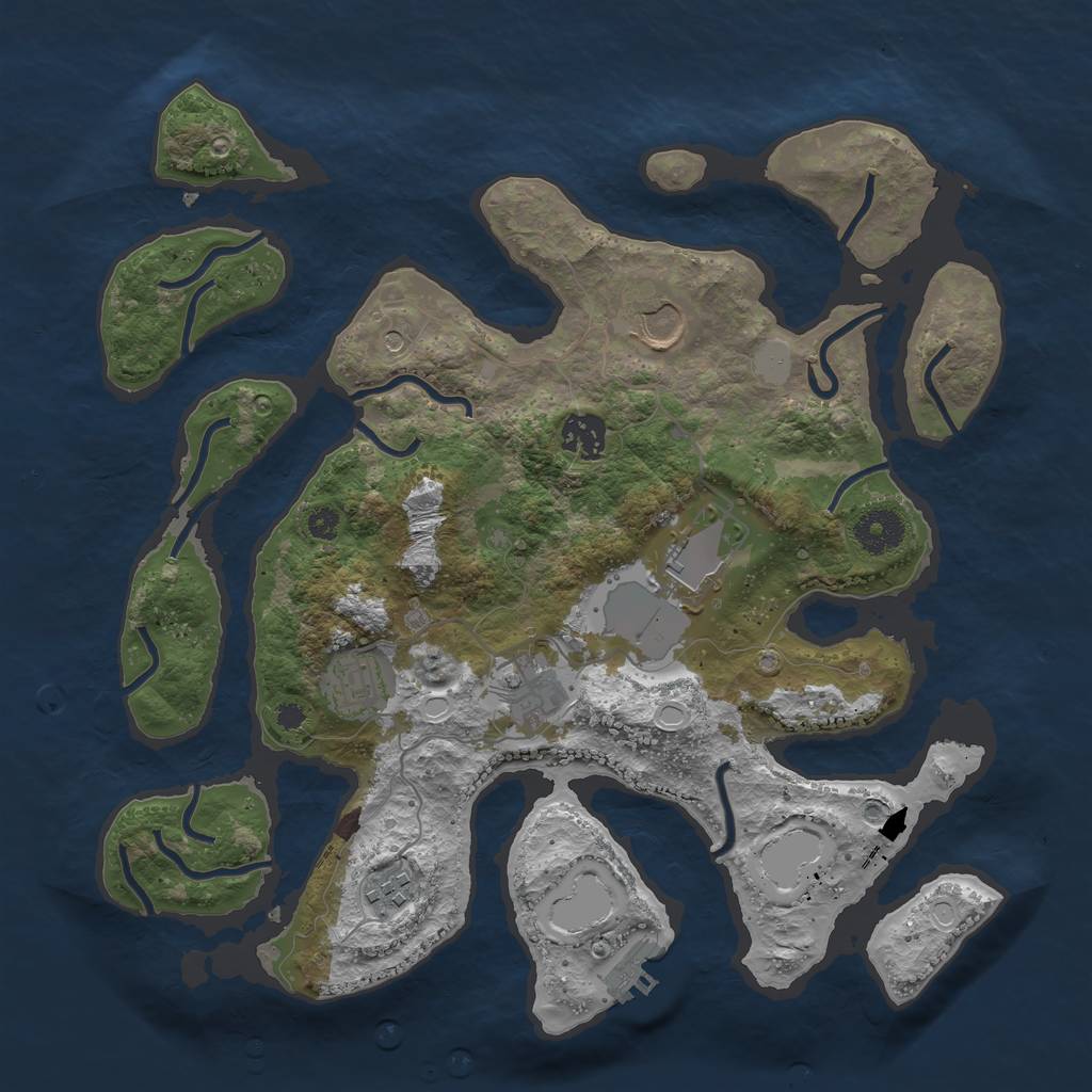 Rust Map: Procedural Map, Size: 3500, Seed: 1743236192, 13 Monuments