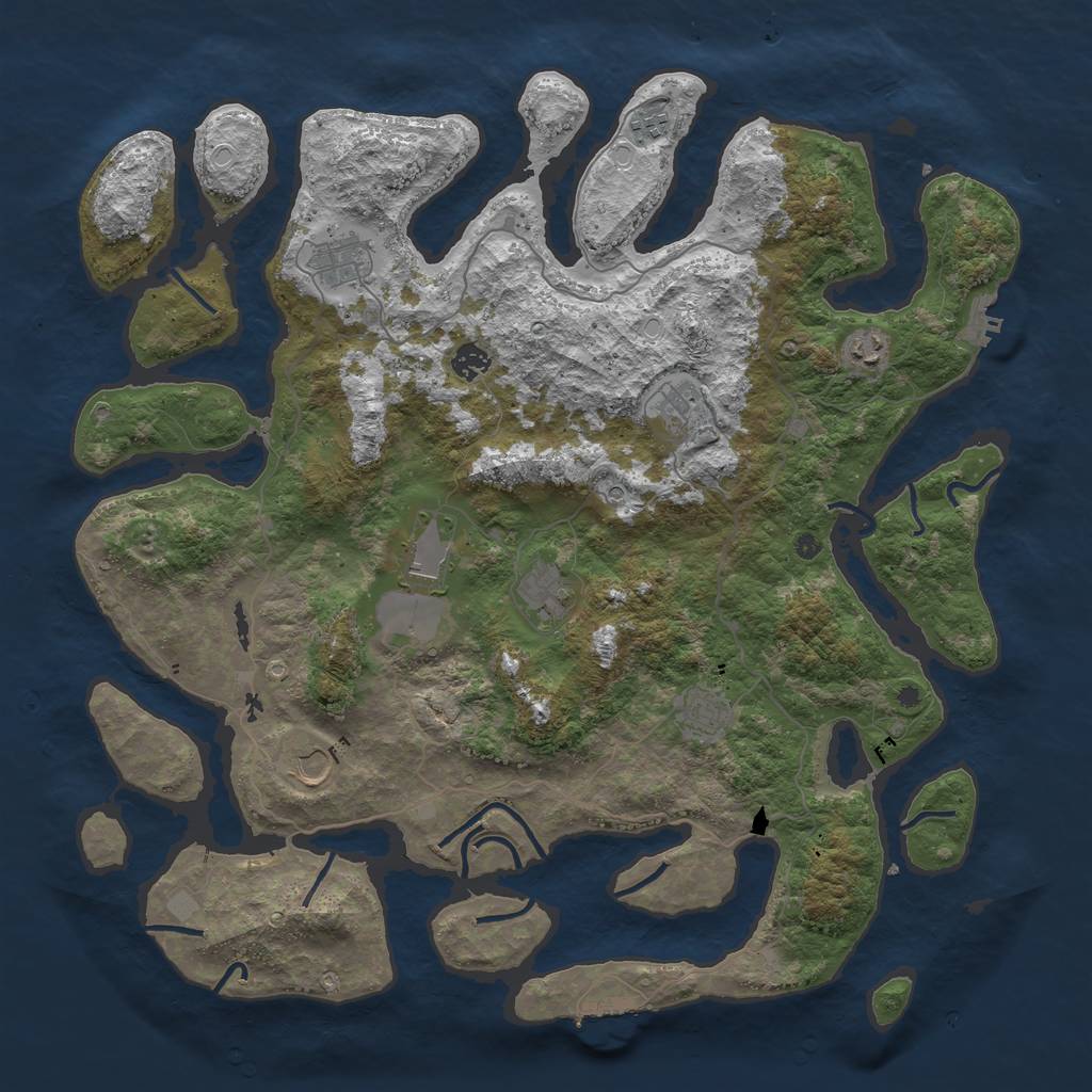 Rust Map: Procedural Map, Size: 4500, Seed: 101221, 17 Monuments