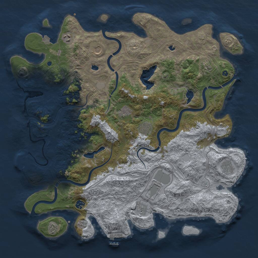 Rust Map: Procedural Map, Size: 4500, Seed: 1222634997, 16 Monuments