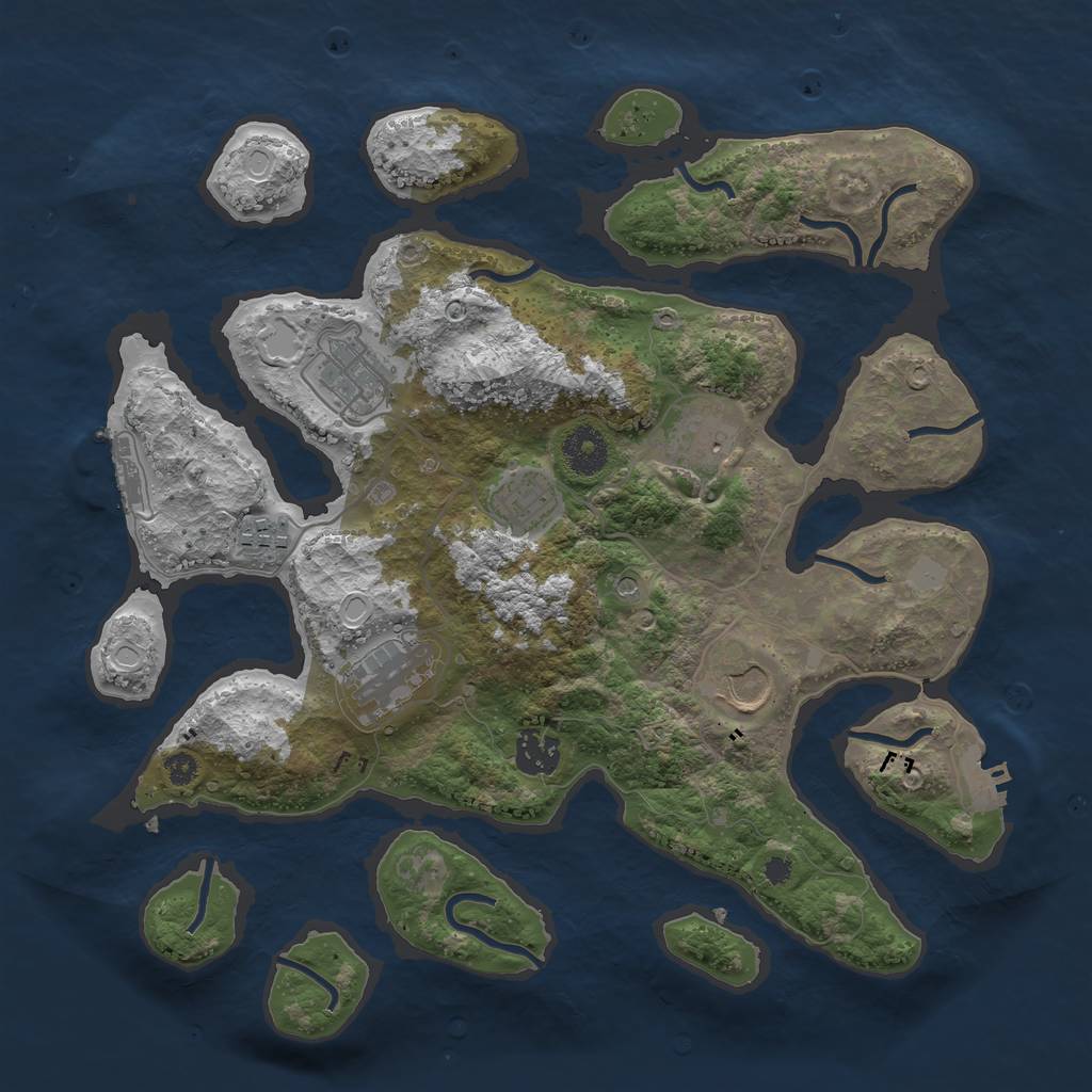 Rust Map: Procedural Map, Size: 3500, Seed: 768724, 15 Monuments