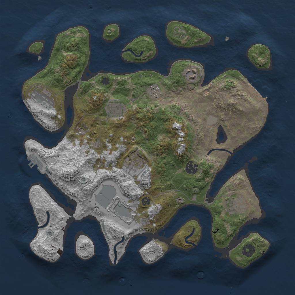 Rust Map: Procedural Map, Size: 3500, Seed: 6457, 16 Monuments